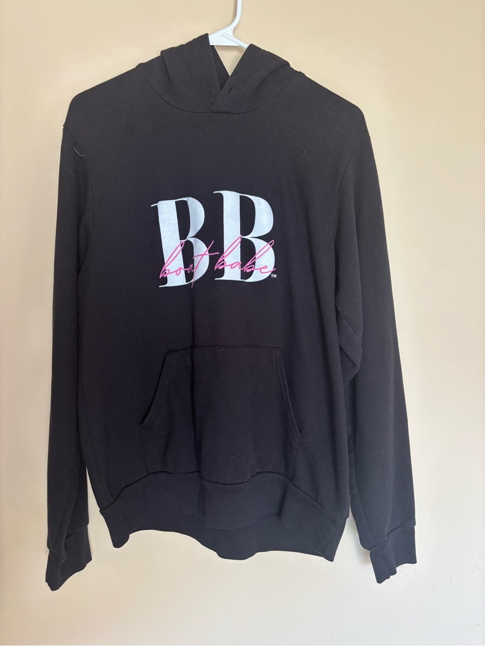 Bella Canvas Black Crewneck Sweater with White and Pink BB Logo